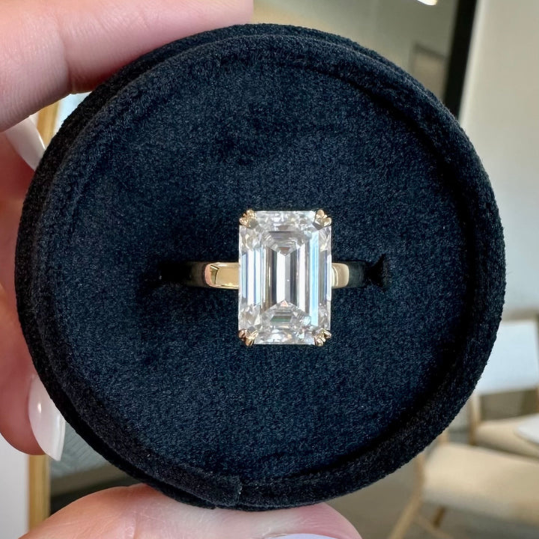 Less Diamond Moissanite 6.90 CT Emerald Cut Diamond Victorian Engagement Ring – Less ...