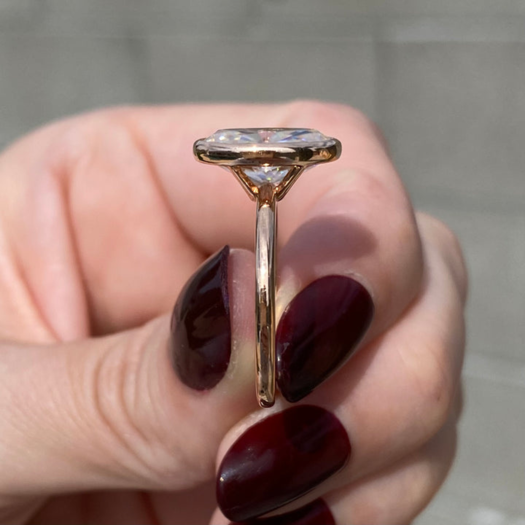 Moissanite 5.30 CT Oval Cut Diamond Avant Garde Wedding Ring