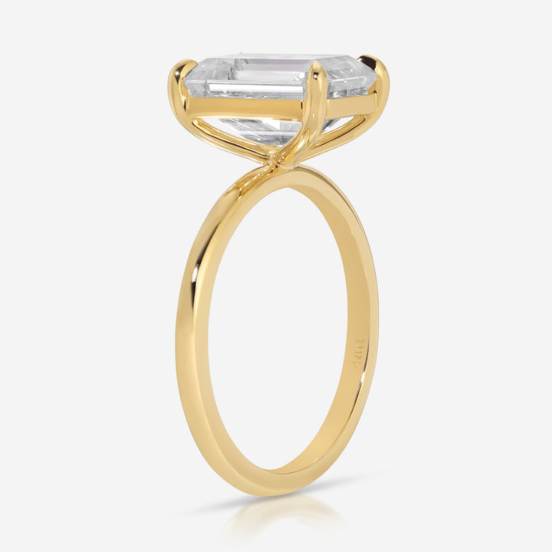 Moissanite 5.00 CT Emerald Cut Diamond Boho & Hippie Anniversary Ring