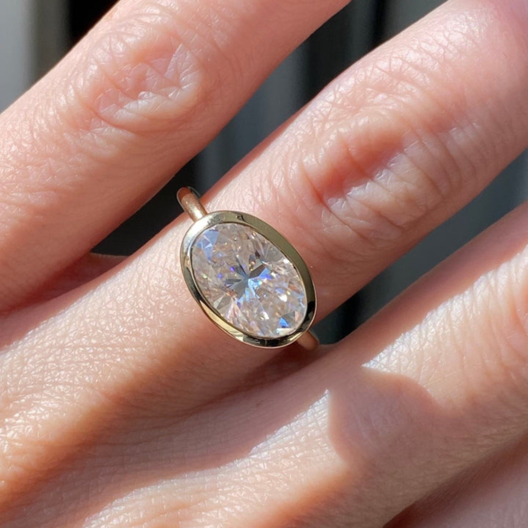 Moissanite 5.50 CT Oval Cut Diamond Brutalist Handmade Ring