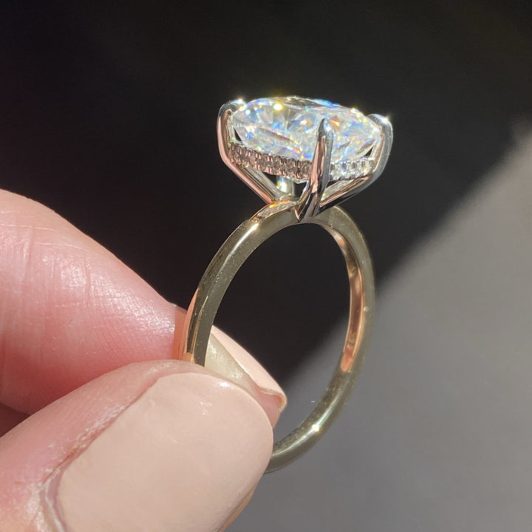 Less Diamond Moissanite 4.80 CT Cushion Cut Diamond Victorian Engagement Ring – Less ...