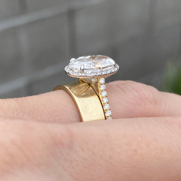 Moissanite 5.20 CT Oval Cut Diamond Avant Garde Wedding Ring