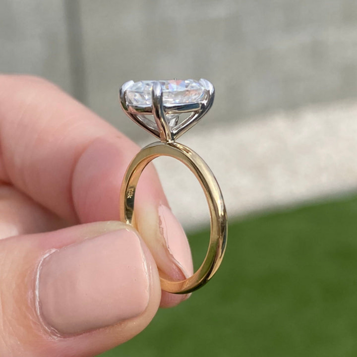 Moissanite 4.00 CT Oval Cut Diamond Brutalist Handmade Ring