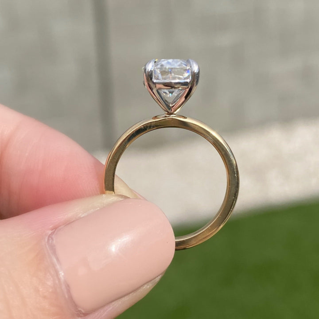 Moissanite 4.00 CT Oval Cut Diamond Brutalist Handmade Ring