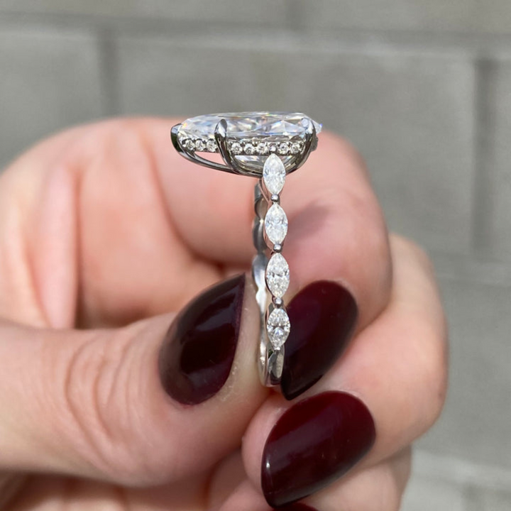 Moissanite 5.70 CT Pear Cut Diamond Edwardian Engagement Ring