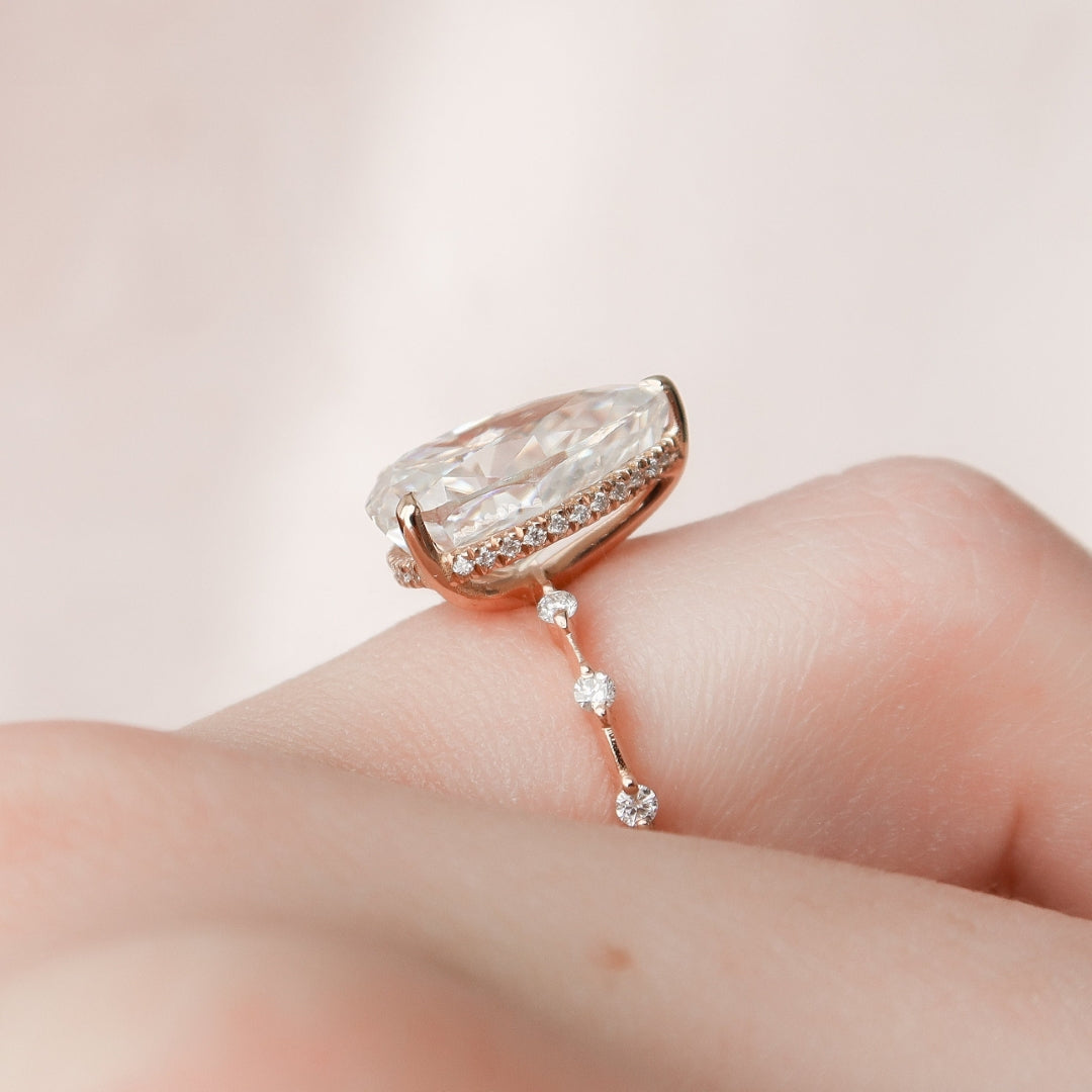 Moissanite 4.00 CT Pear Diamond Victorian Engagement Ring
