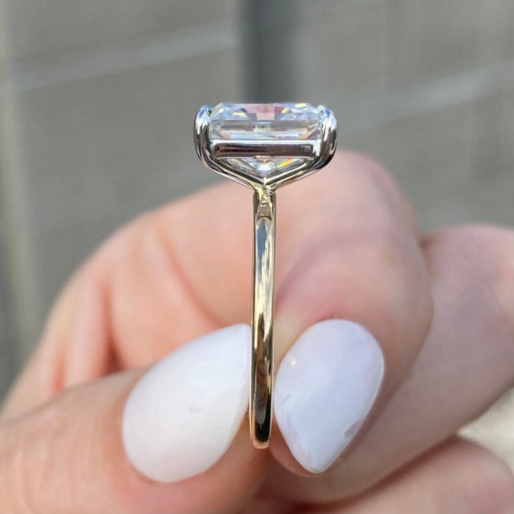 Moissanite 4.15 CT Radiant Cut Diamond Art Nouveau Handmade Ring