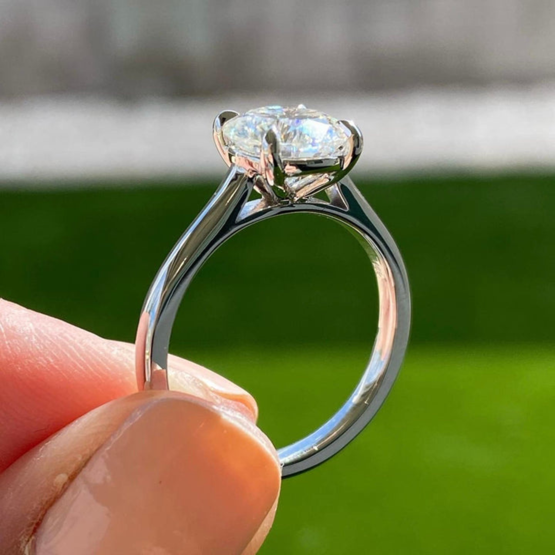 Moissanite 3.00 CT Round Cut Diamond Mid-Century Engagement Ring