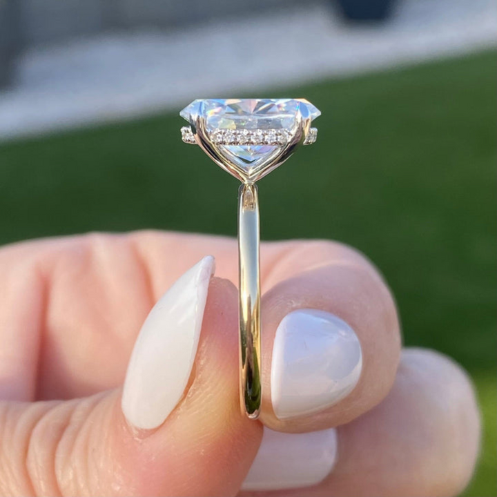 Moissanite 4.90 CT Oval Cut Diamond Avant Garde Anniversary Ring