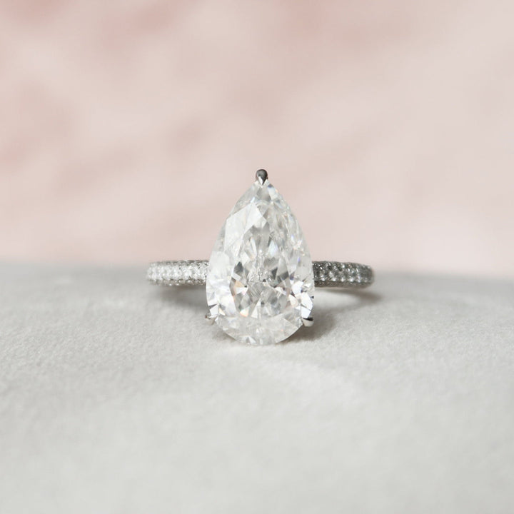 Moissanite 5.00 CT Pear Diamond Art Deco Anniversary Ring