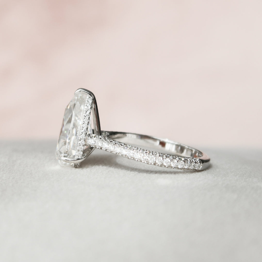 Moissanite 5.00 CT Pear Diamond Art Deco Anniversary Ring