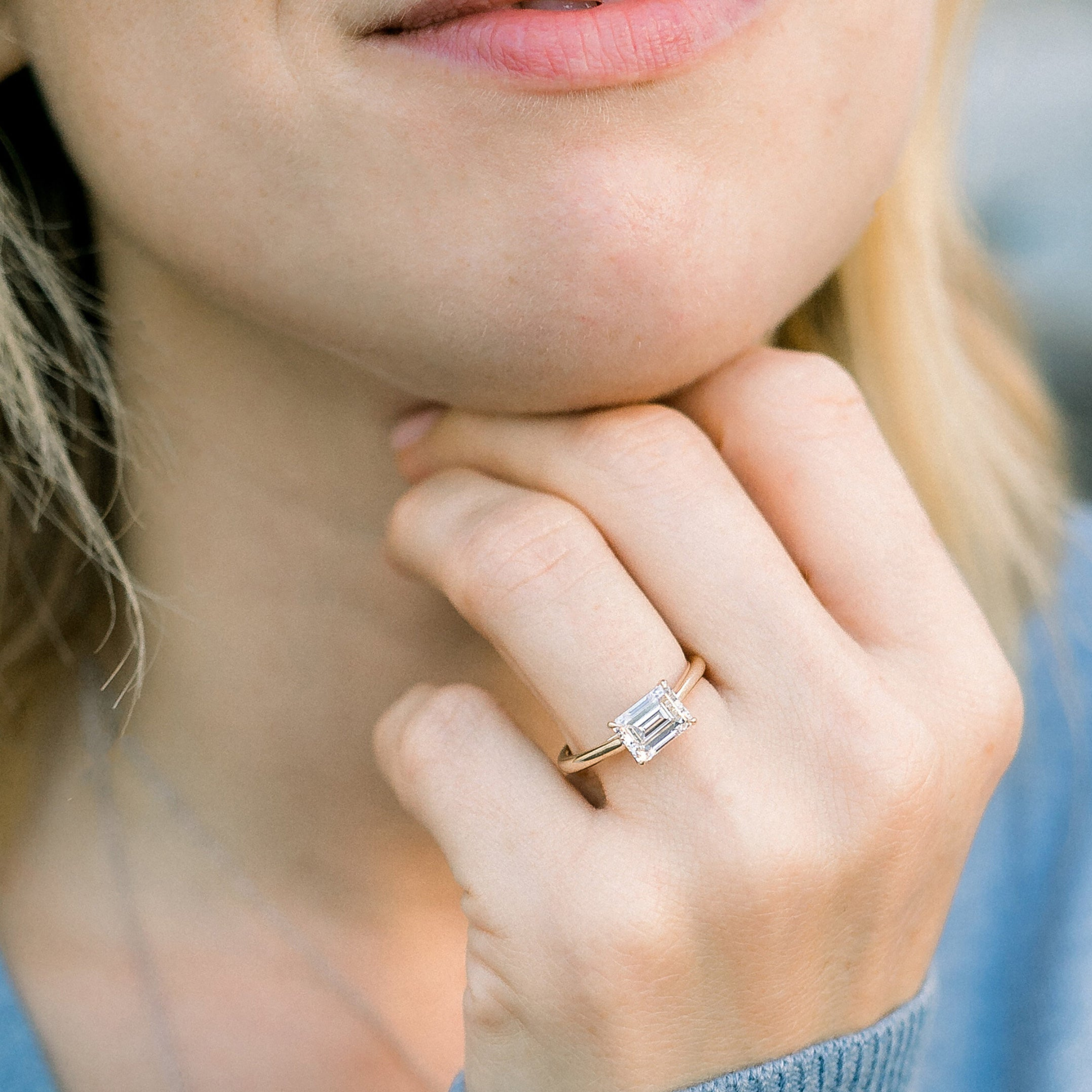 Moissanite 1.92 CT Emerald Cut Diamond Edwardian Engagement Ring