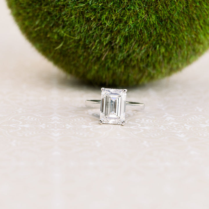 Moissanite 1.88 CT Emerald Cut Diamond Gothic Wedding Ring