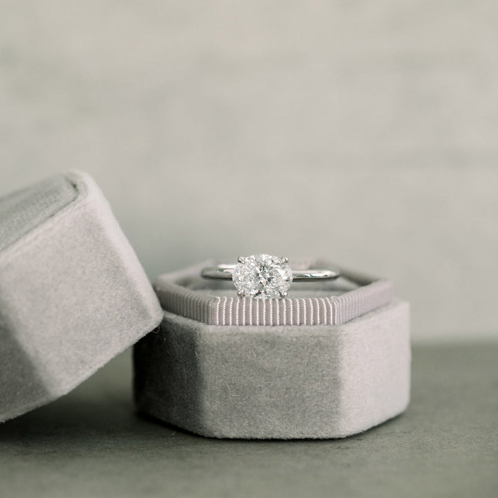 Moissanite 1.59 CT Oval Cut Diamond Mid-Century Wedding Ring