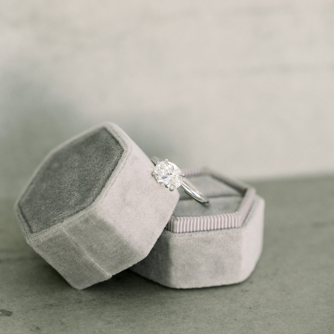 Moissanite 1.59 CT Oval Cut Diamond Mid-Century Wedding Ring
