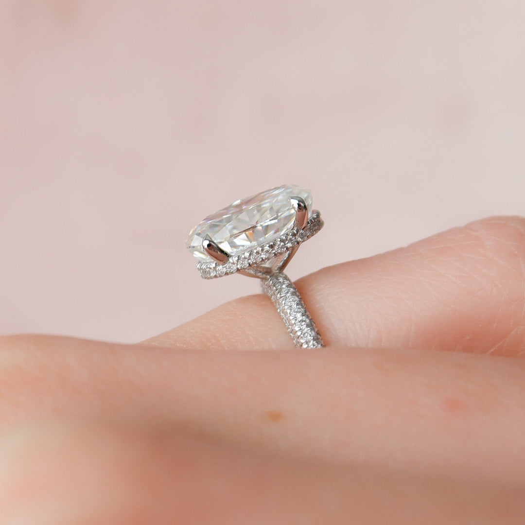 Moissanite 3.00 CT Oval Diamond Art Nouveau Wedding Ring