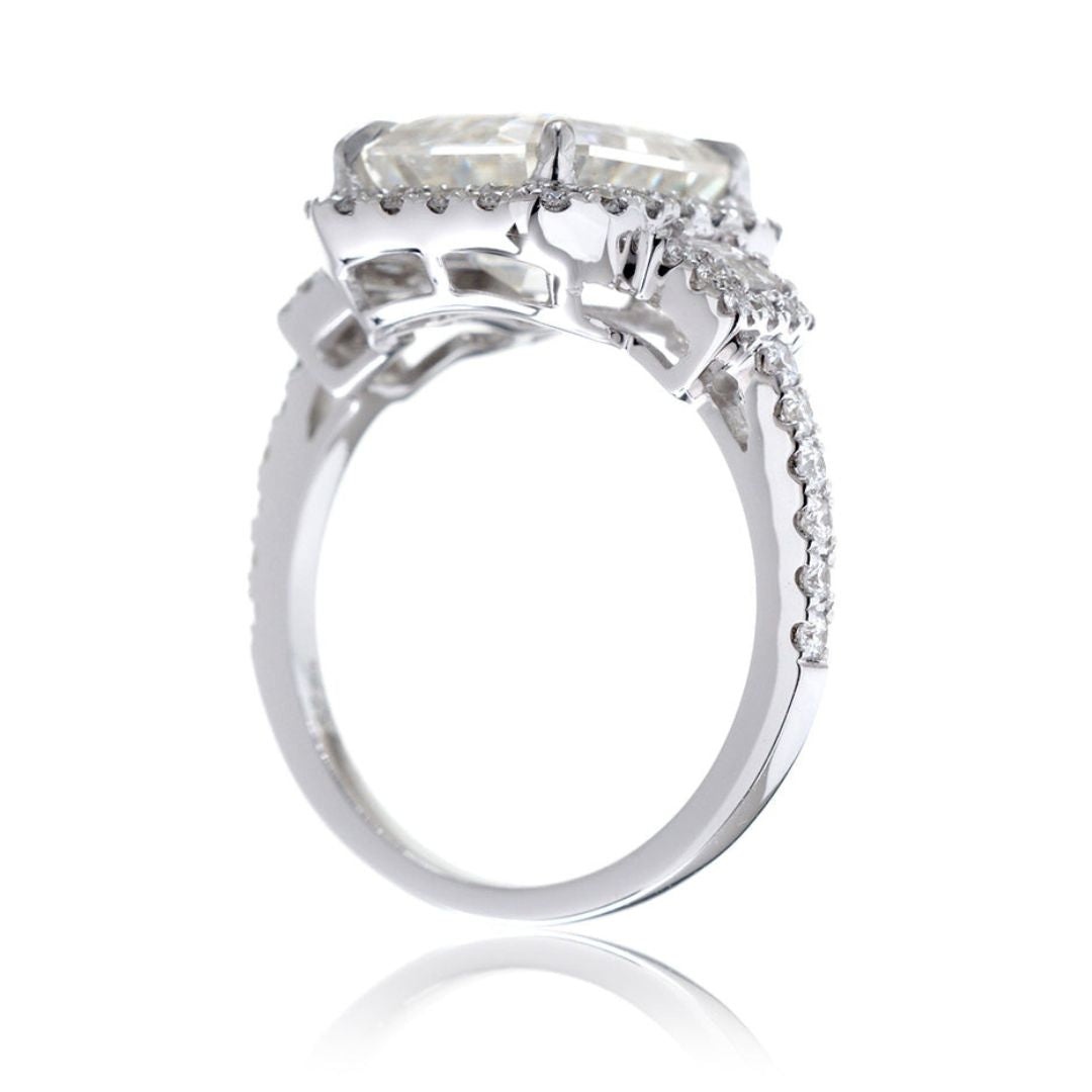 Moissanite 2.48 CT Radiant Cut Diamond Mid-Century Engagement Ring