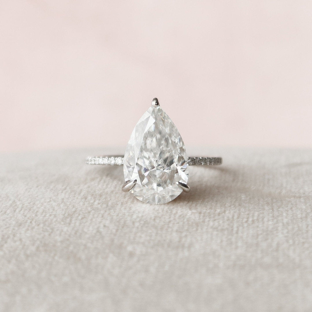 Moissanite 4.50 CT Pear Diamond Avant Garde Anniversary Ring