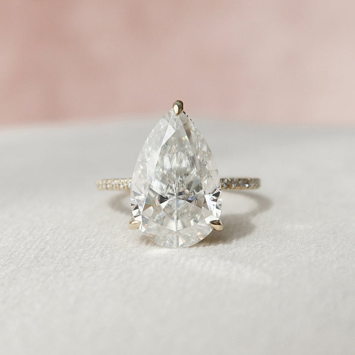 Moissanite 4.50 CT Pear Diamond Avant Garde Anniversary Ring