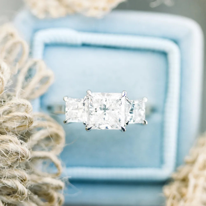 Moissanite 3.40 CT Princess Cut Diamond Minimalist Engagement Ring