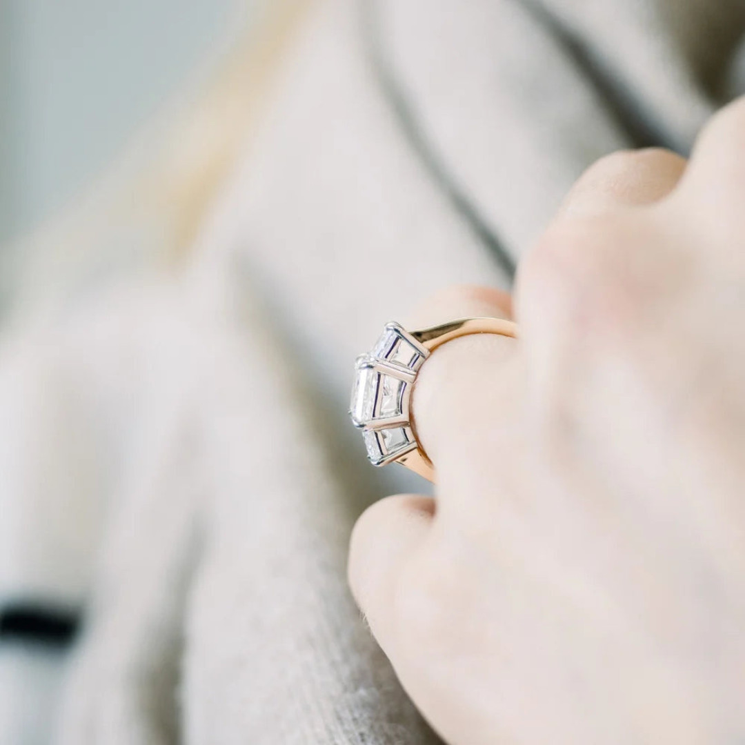 Moissanite 3.40 CT Princess Cut Diamond Minimalist Engagement Ring