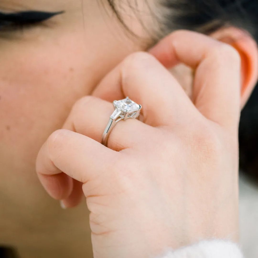 Moissanite 2.50 CT Princess Cut Diamond Avant Garde Wedding Ring