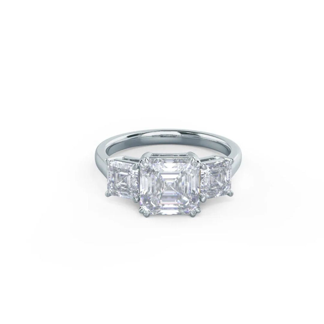 Moissanite 2.75 CT Asscher Cut Diamond Edwardian Engagement Ring