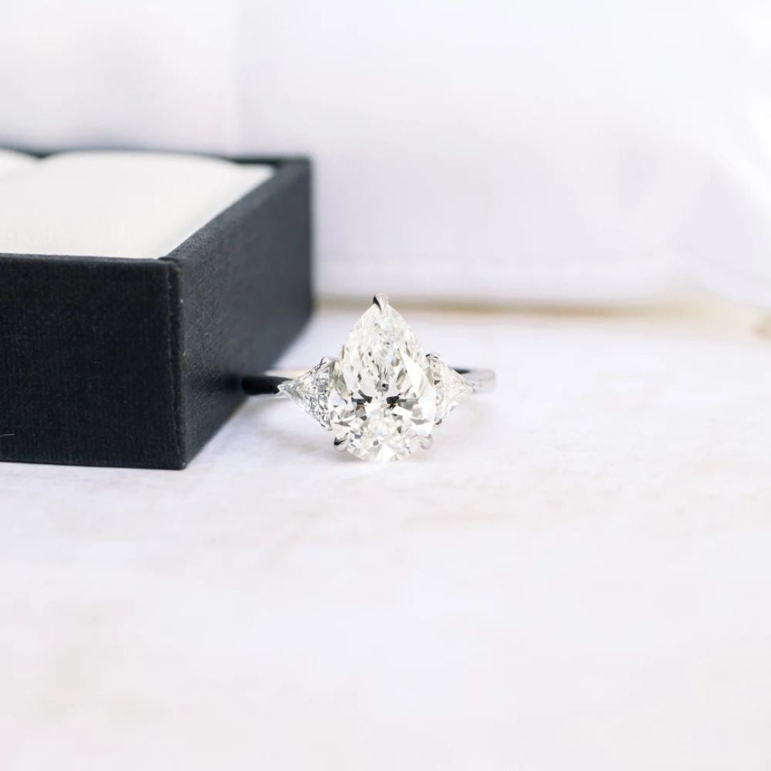 Moissanite 4.54 CT Pear Cut Diamond Gothic Wedding Ring