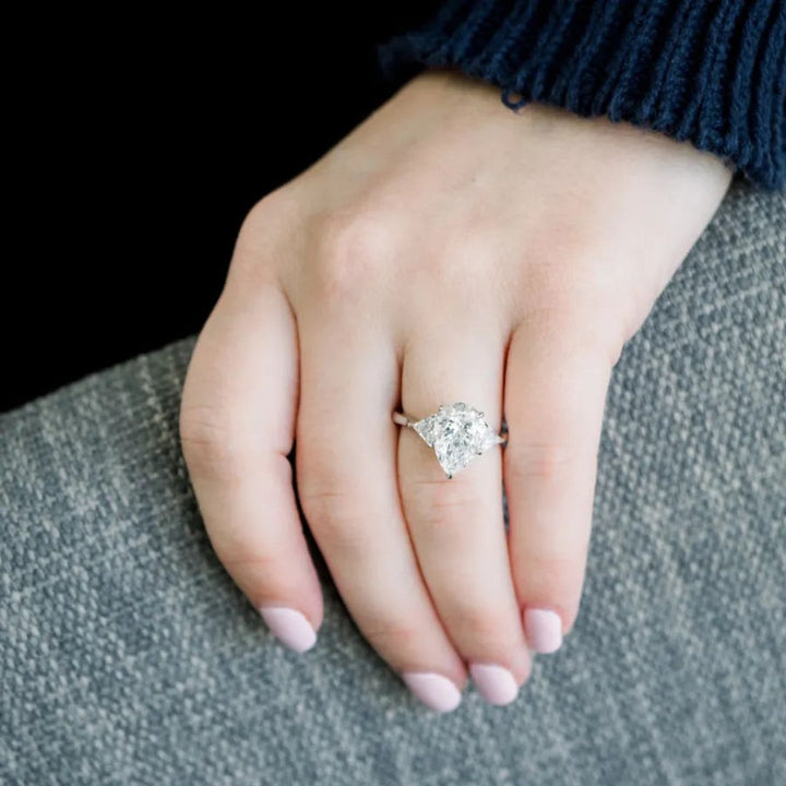 Moissanite 4.54 CT Pear Cut Diamond Gothic Wedding Ring