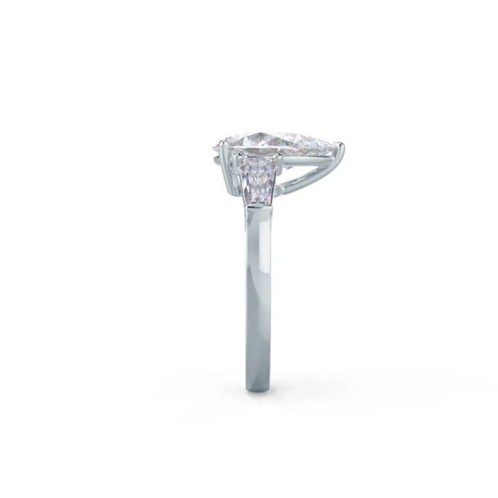 Moissanite 3.35 CT Pear Cut Diamond Art Deco Anniversary Ring