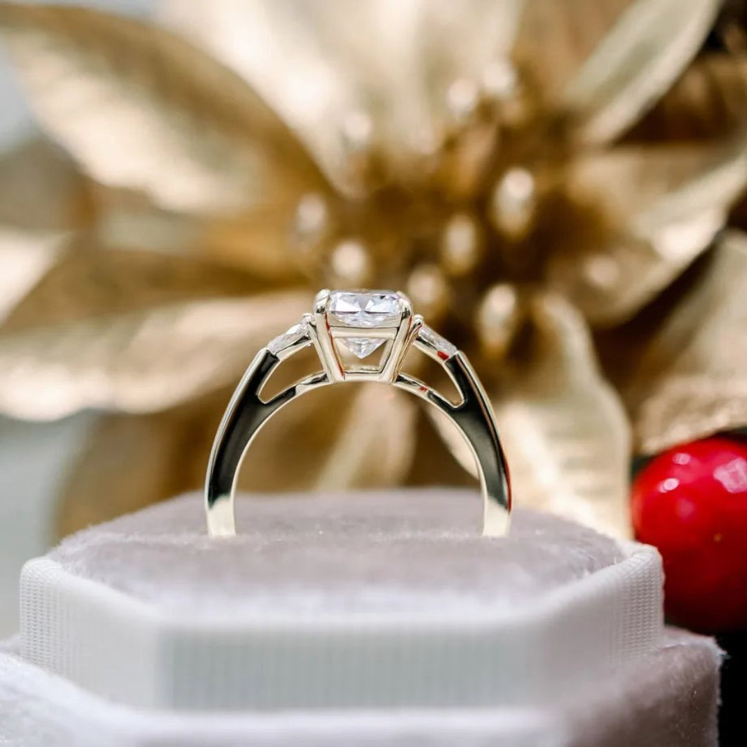 Moissanite 3.90 CT Cushion Cut Diamond Minimalist Engagement Ring
