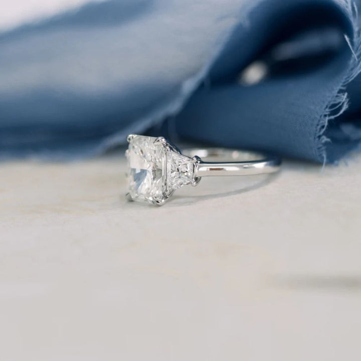Moissanite 4.58 CT Radiant Cut Diamond Brutalist Anniversary Ring