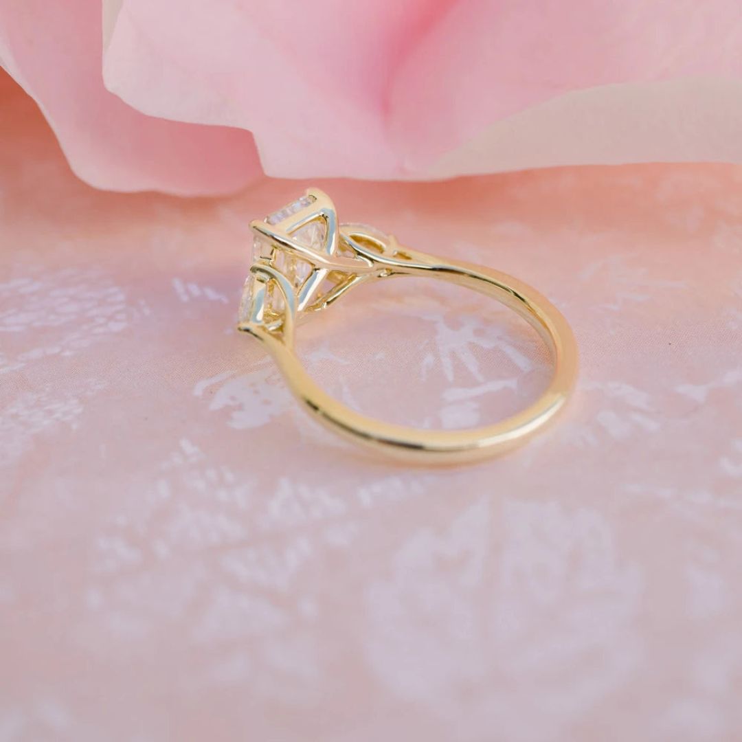 Moissanite 4.22 CT Emerald Cut Diamond Art Deco Wedding Ring