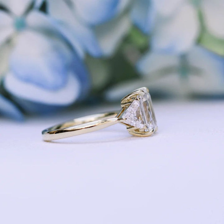 Moissanite 3.68 CT Emerald Cut Diamond Art Nouveau Anniversary Ring