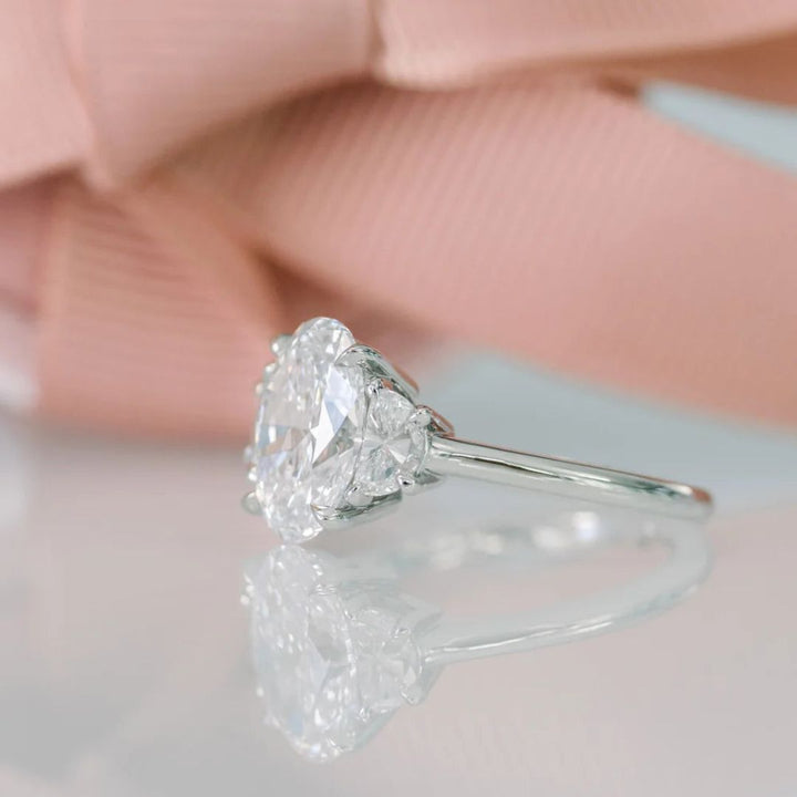 Moissanite 2.85 CT Oval Cut Diamond Minimalist Engagement Ring