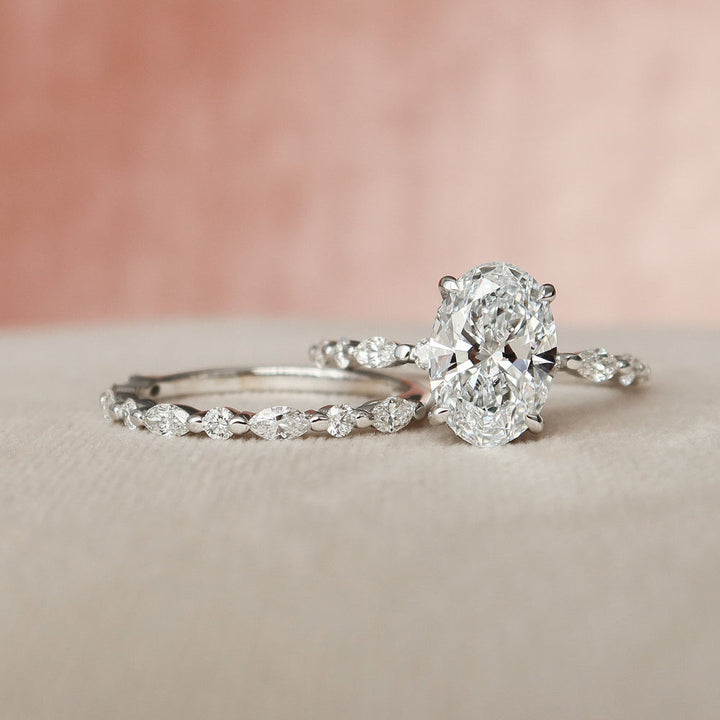 Moissanite 3.50 CT Oval Diamond Art Deco Engagement Ring