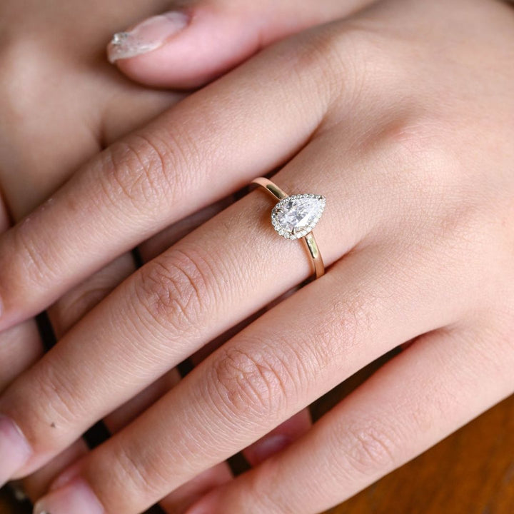 Moissanite 3.15 CT Pear Cut Diamond Avant Garde Wedding Ring