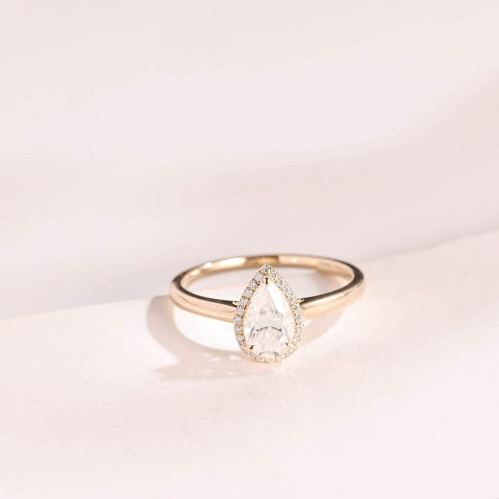 Moissanite 3.15 CT Pear Cut Diamond Avant Garde Wedding Ring