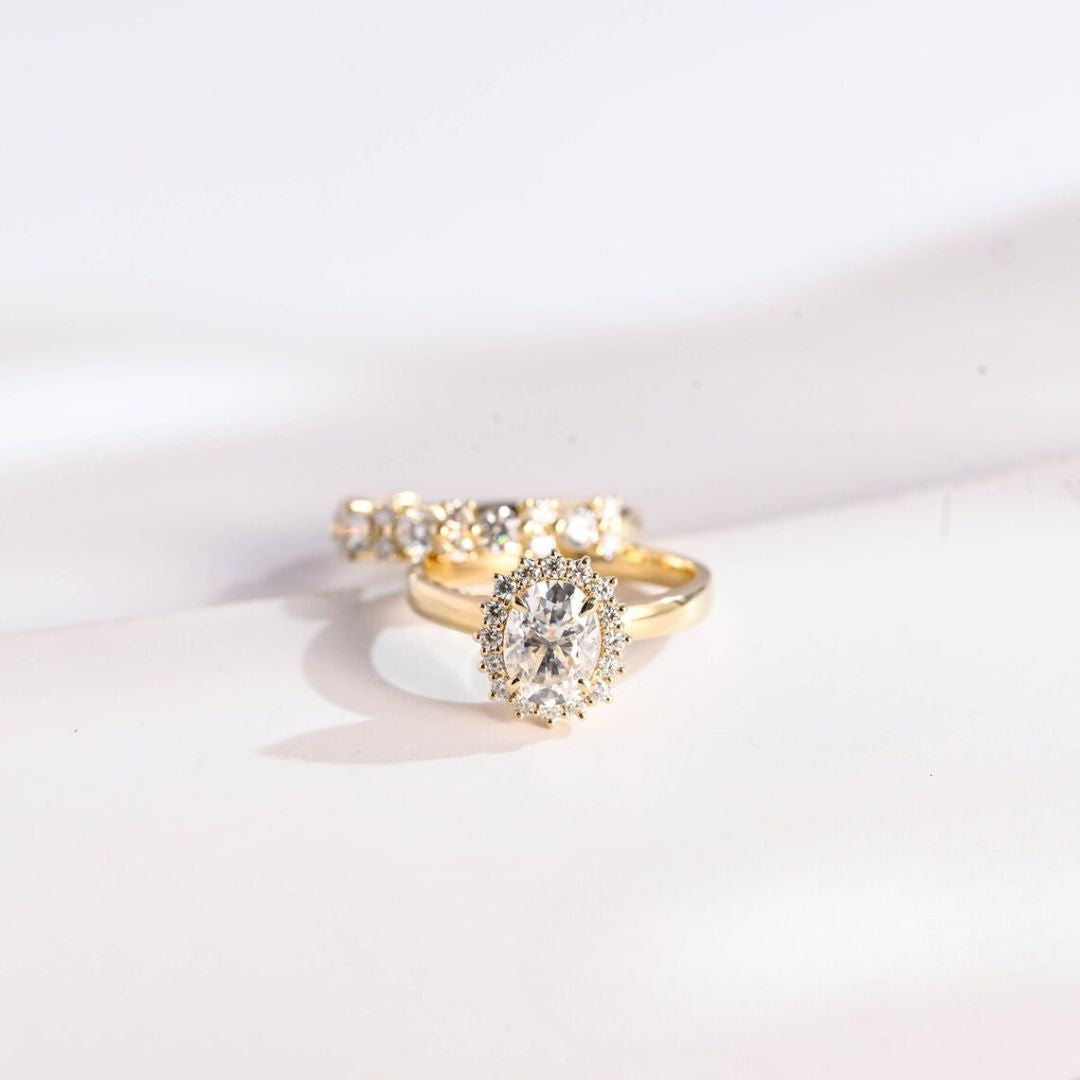 Moissanite 4.52 CT Oval Diamond Art Deco Wedding Ring