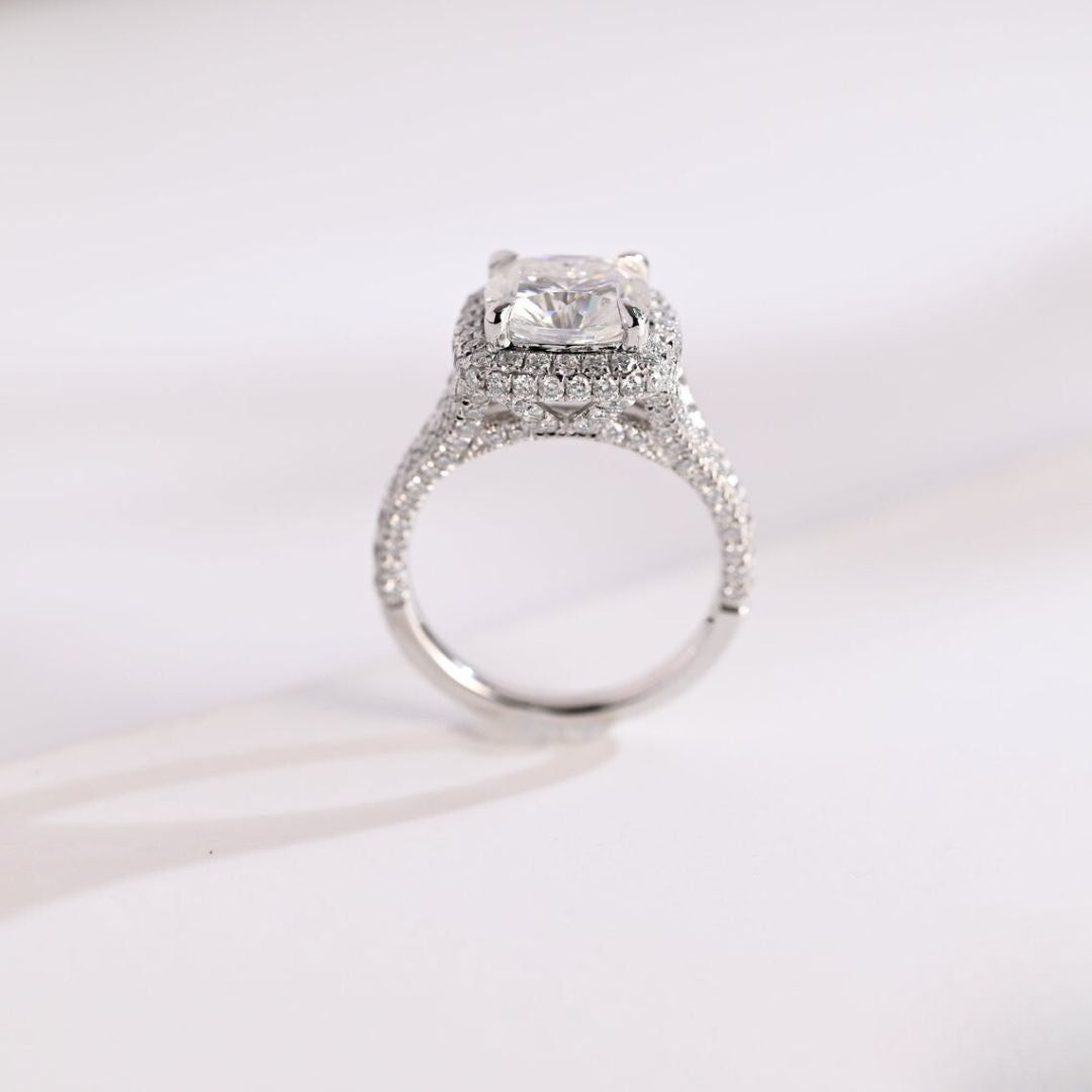 Moissanite 3.97 CT Cushion Cut Diamond Edwardian Engagement Ring