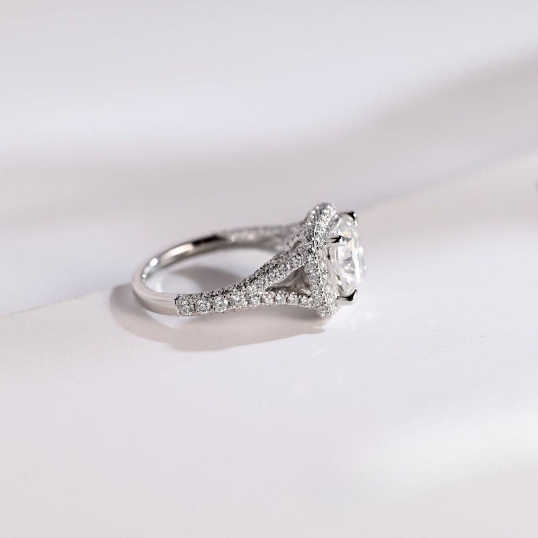 Moissanite 3.97 CT Cushion Cut Diamond Edwardian Engagement Ring