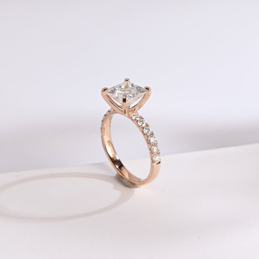 Moissanite 3.00 CT Princess Corner Cut Diamond Brutalist Wedding Ring