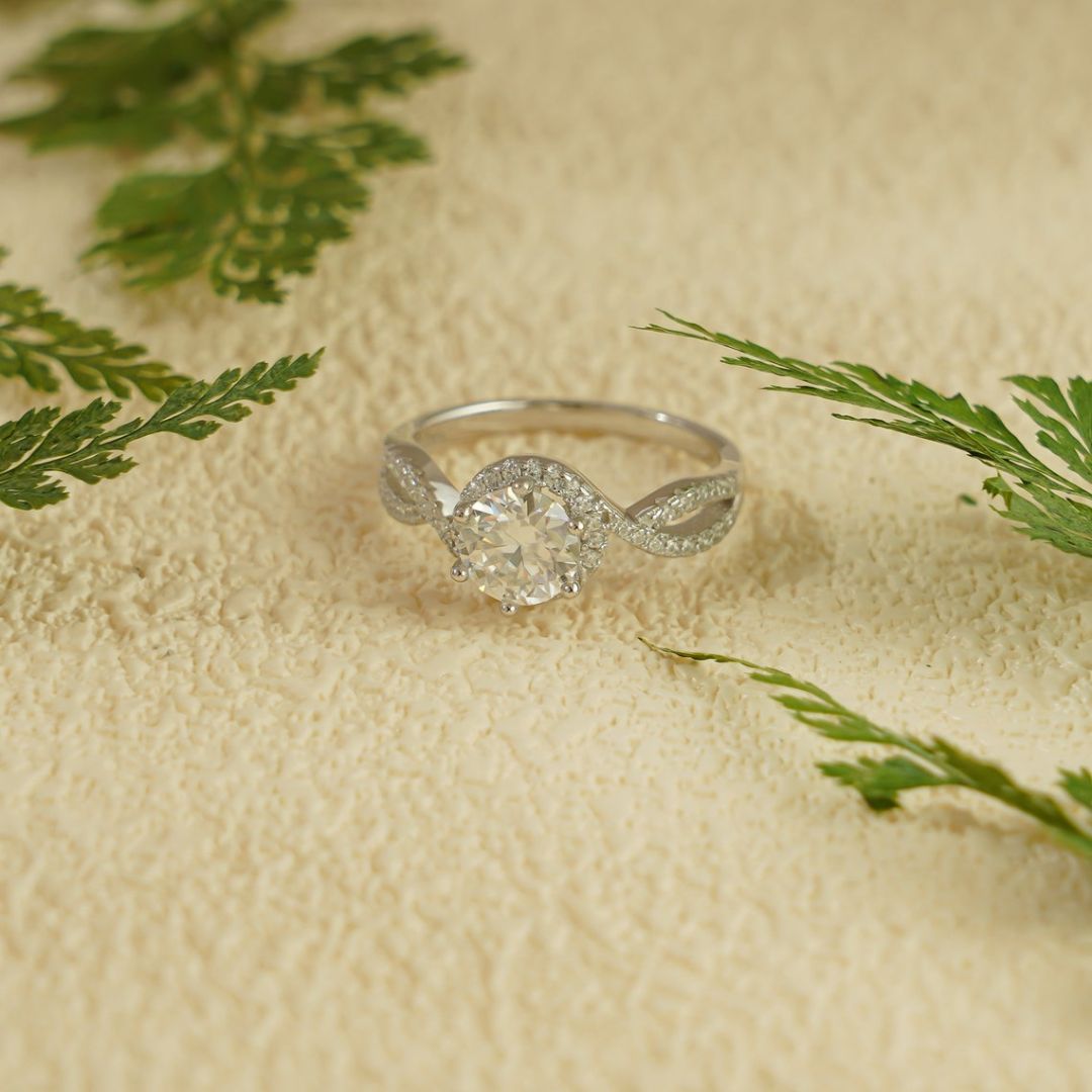 Moissanite 3.70 CT Round Cut Diamond Mid-Century Handmade Ring