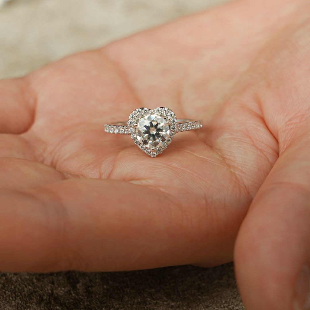 Moissanite 3.57 CT Round Cut Diamond Art Deco Engagement Ring