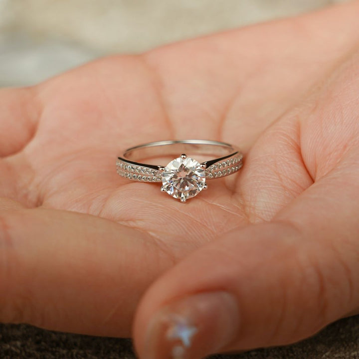 Moissanite 2.24 CT Round Cut Diamond Avant Garde Wedding Ring