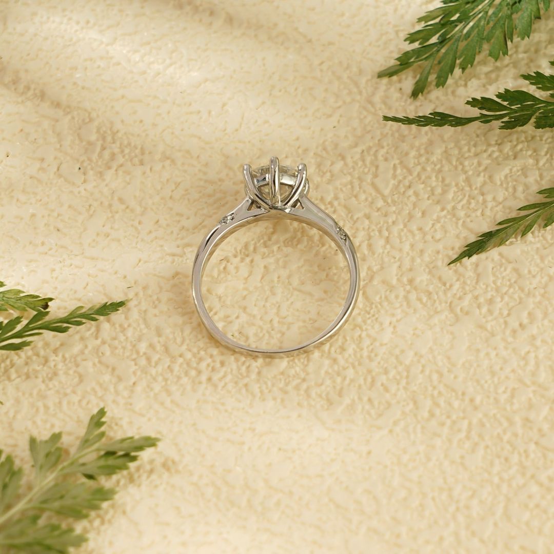 Moissanite 2.35 CT Round Cut Diamond  Minimalist Anniversary Ring