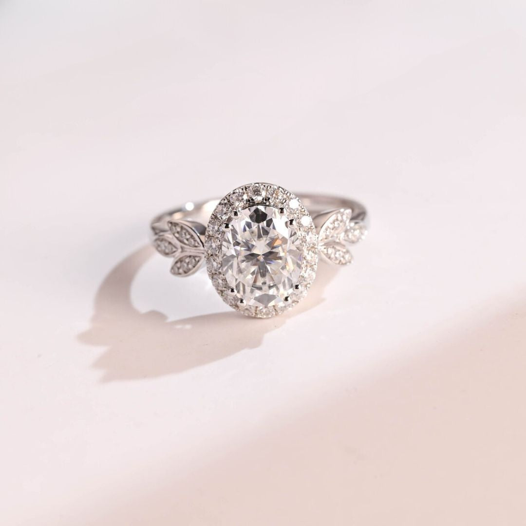 Moissanite 3.35 CT Oval Cut Diamond  Art Nouveau Wedding Ring