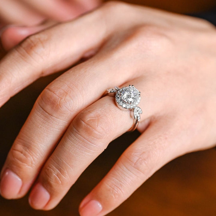 Moissanite 3.35 CT Oval Cut Diamond  Art Nouveau Wedding Ring