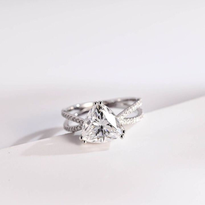 Moissanite 4.32 CT Trillion Cut Diamond Art Deco Engagement Ring