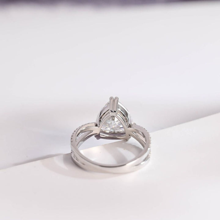 Moissanite 4.32 CT Trillion Cut Diamond Art Deco Engagement Ring